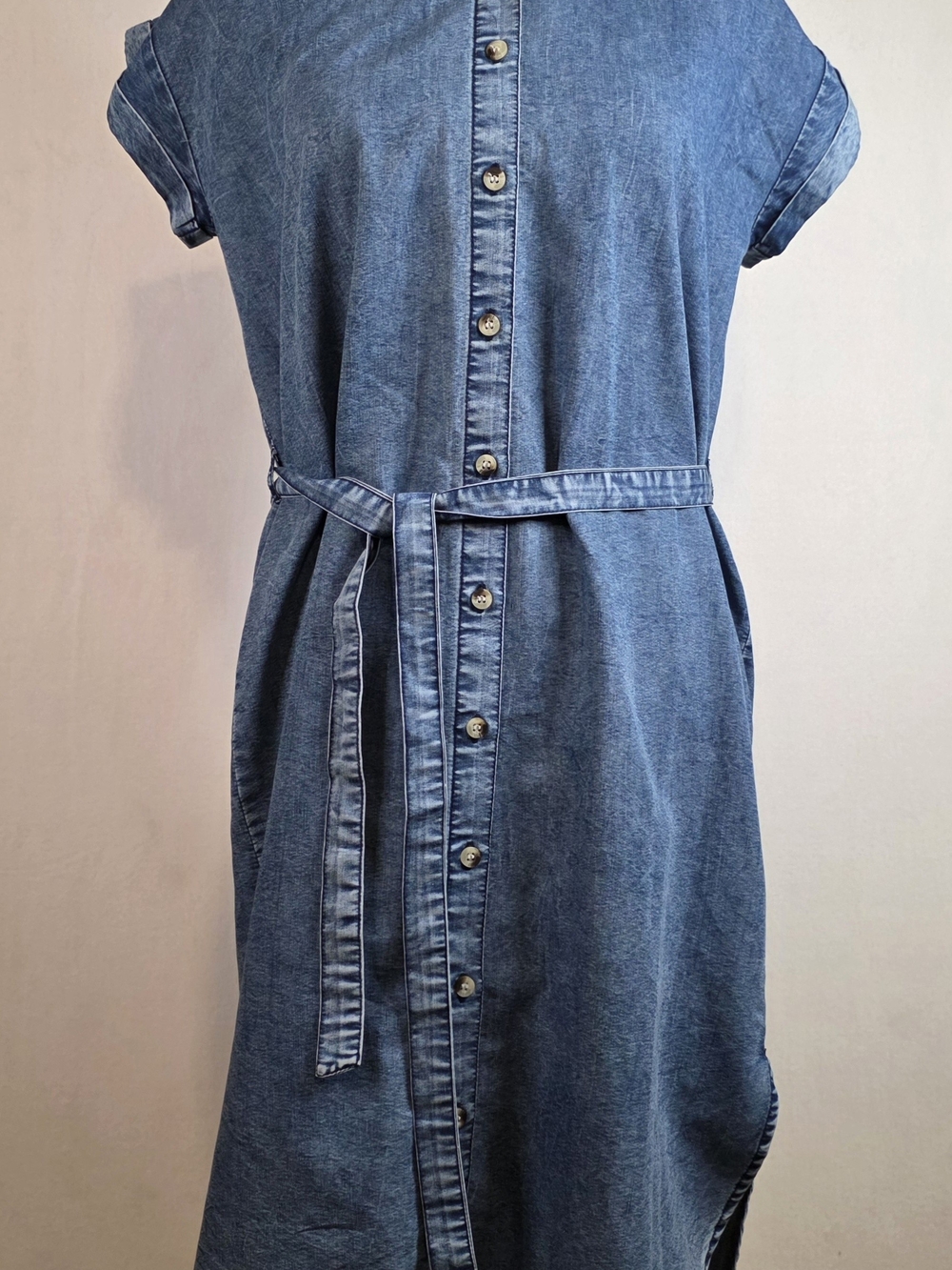 Style Envy Denim Chambray Shirt Dress S Belted Western Boho